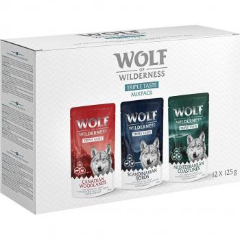 Wolf of Wilderness Triple Taste 12 x 125 g - Pack mixto: Canadian Woodlands, Scandinavian Fjords, Mediterranean Coastlines