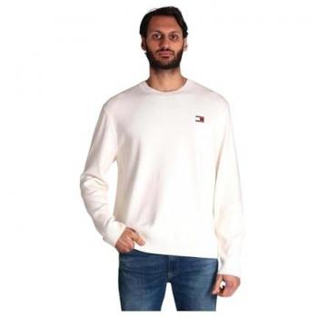 Tommy Jeans White Round-neck Wool Blend Sweater for Men - XS Size Regular Badge