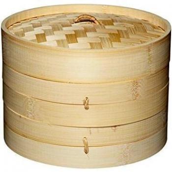 KitchenCraft: World of Flavours – Vaporera de Bambú de 2 Pisos, Color Beige, 20 cm