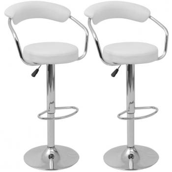 Vidaxl silla de bar 2 piezas cuero artificial gira 360 grados de color blanco