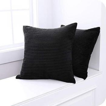 Amazon Brand - Umi Funda de Cojin Decoracion para Salon Suave 2 Piezas 65x65cm Negro