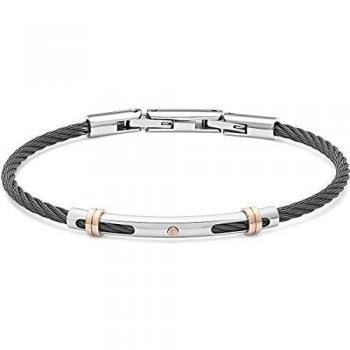 Comete bracciale uomo Wire acciaio lucido trattamento in PVD blu e rosè UBR 953