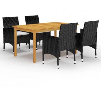 Conjunto de jardín 1 mesa + 4 sillones con cojines en color negro.