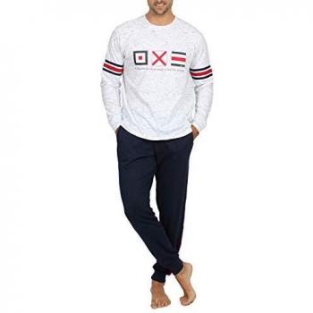 ADMAS Pijama Manga Larga Banderas para Hombre, Color Marino, Talla XXL