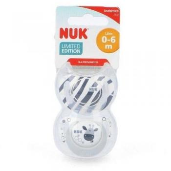 NUK Genius Chupete de Látex Safari para 0-6 Meses, Pack de 2 Unidades