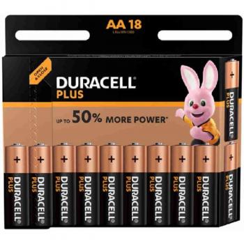 Duracell PLUS Pilas AA alcalinas MN1500 LR6 / LR06, 1.5 Voltios, Paquete de 18
