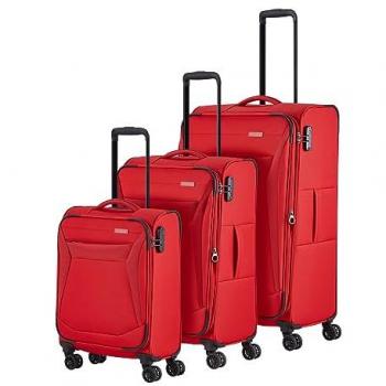 Travelite Chios 4-Wheel Expandable Luggage Set - 3-Piece Red Unisex