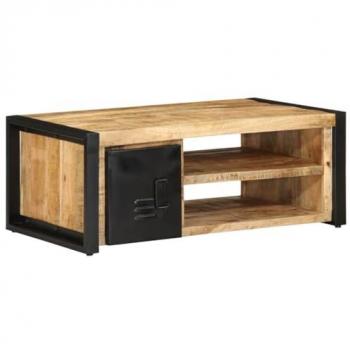 Mesa de Centro de Madera Maciza de Mango Rugosa 90x50x36 cm