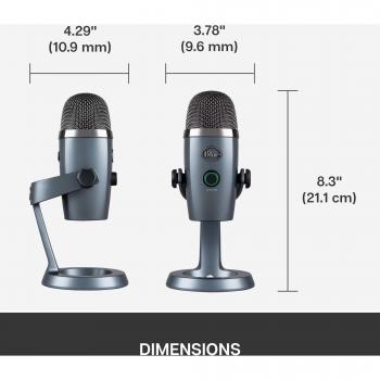 Blue Yeti Nano Premium USB Mic for Recording, Streaming, Gaming, Podcasting on PC and Mac, Condenser Microphone with Blue VO!CE Effects, Cardioid and Omni, No-Latency Monitoring - Grey