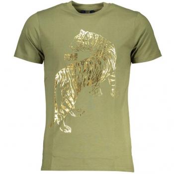 Cavalli Class Green Cotton T-Shirt - XXL, Male, Print Logo, Round Neck