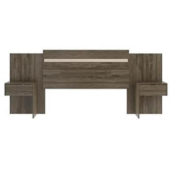 Cabecero extensible con mesas de noche PARATI - 140/160 cm - Marrón
