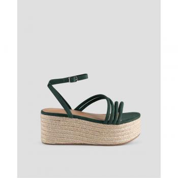 Sandalias de plataforma de ante vegano en color aguamarina