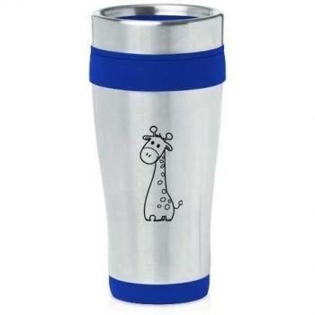 Blue 16oz Insulated Stainless Steel Travel Mug Z835 Cute Giraffe Cartoon by MIP