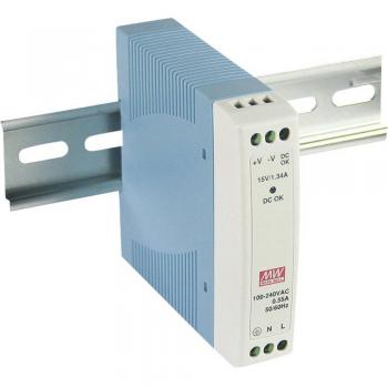 Fuente de alimentación conmutada Mean Well MDR-10-15, 10 W, 15 V/DC, 0.67 A, riel DIN, 1 salida