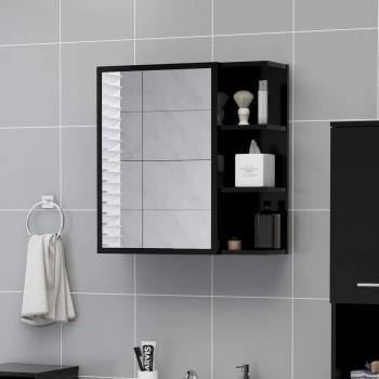 Armario de baño con espejo aglomerado negro 62,5x20,5x64 cm