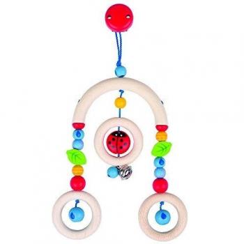 Heimess Rattle con clip de madera al cochecito, Multicolor