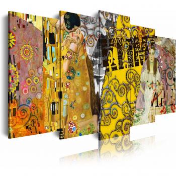 DekoArte 503 - Cuadros Modernos Impresión de Imagen Artística Digitalizada | Lienzo Decorativo para Tu Salón o Dormitorio | Estilo Abstractos Arte Árbol de la Vida de Gustav Klimt | 5 Piezas 150x80cm