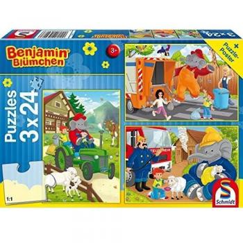 Benjamin the Elephant In Action 3 x 24-Piece Children's Puzzle by Schmidt Spiele