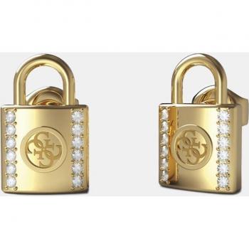 Pendientes GUESS Keep Me Close Candado de acero dorado y cristal