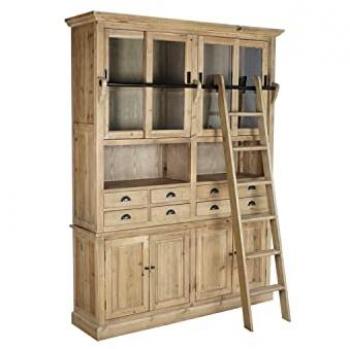 Estantería Natural de Cristal y Hierro con Madera de Pino Reciclada 180 x 47 x 238 cm