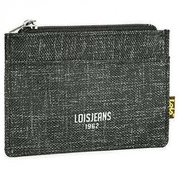 Tarjetero Monedero Lois para Hombre con Protección RFID, Sostenible, Nylon y Polipiel, Color Negro
