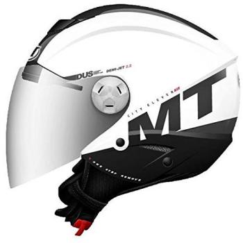 MT - Casco Jet MT City Eleven Smart Blanco Negro con gafa solar interior