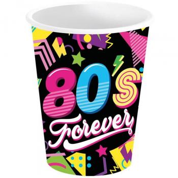 Pack de 6 vasos de los años 80 de 240 ml.