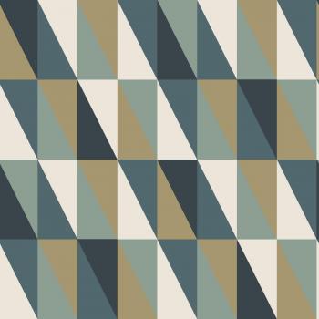 Papel Pintado Triángulos Gráficos Oro, Verde y Azul - 0,53 x 10,05 m - Estahome - Intissé Certificado FSC