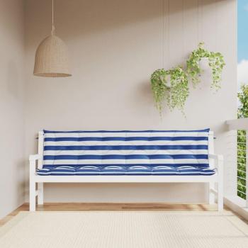 Cojines de Banco de Jardín 2 Piezas Rayas Blancas y Azules 200x50x7cm Tela Multicolor