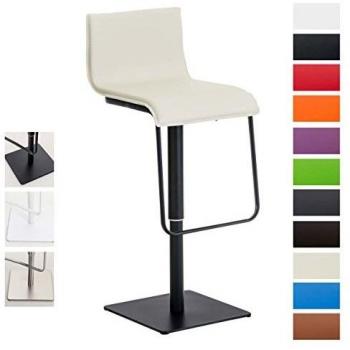 Taburete Bar Limon Crema con Asiento de Similpelle, Ajustable y Giratorio, Estructura Negra