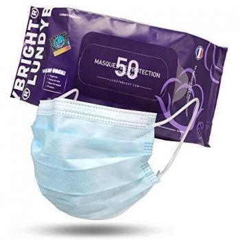 LundyBright 50 Mascarillas Quirúrgica Desechable Homologada Certificado CE Tipo I BFE≥95% Alta Eficiencia 3 capas EN14683:2019+AC:2019 Español [cada mascarilla está incluida en paquetes resellables]