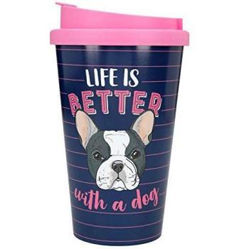 Depesche 2180.032 To-Go - Taza de plástico con texto Life is Better with a Dog, multicolor