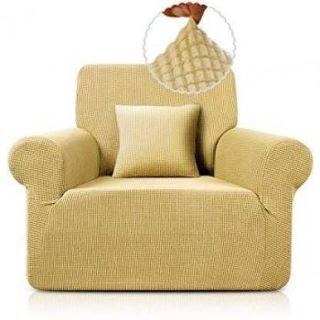 TAOCOCO Funda de Sofá Antideslizante Funda Sofá Jacquard Funda Elástica Protector de Muebles Lavable Antiácaros Antiarrugas（1 Plaza, Beige）