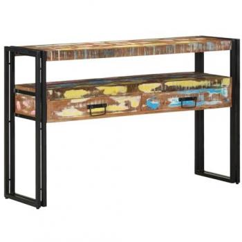 Mesa Consola Moderna 120 x 33 x 75 cm Madera Sólida Recuperada con Cajón, Diseño Minimalista y Funcional