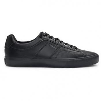 BOSS Aiden Black Leather Low-Top Sneakers for Men