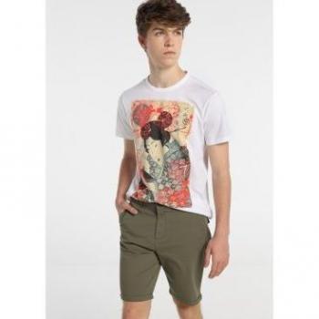 Bermuda Chino Saten kaki Six Valves para hombre - Tallaje en Pulgadas