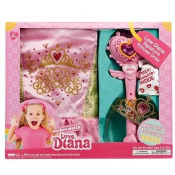 Goliath-Disfraz Love Diana Vestido Princesa Talla única con 2 Accesorios Youtuber, Color Rosa,