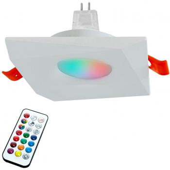 Proyector cuadrado empotrable LED 6W GU5.3 RGBW con fuente de alimentación luz blanca 6000K