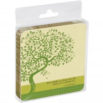 Ãrbol de-free Tarjeta de felicitaciÃ³n de 52590 3,75 x 9,53 cm Ã¡rbol de tierra con diseÃ±o de barco frase de inspiraciÃ³n Art de corcho-posavasos con base, juego de 4