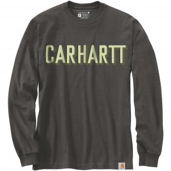 Camisa de manga larga Carhartt Relaxed Fit Heavyweight Block Logo para hombre en color turba L, y Camisa de manga larga Carhartt Workwear Logo en color negro gris