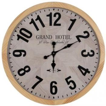 Reloj de Pared Moderno Natural Madera Cristal 76x76cm