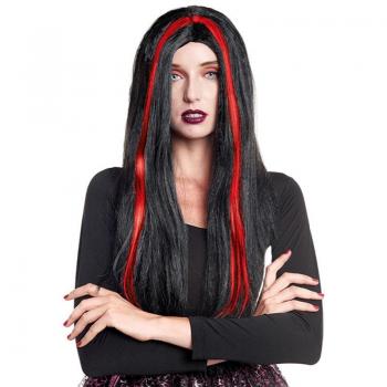 Peluca de Bruja negro y rojo adulto