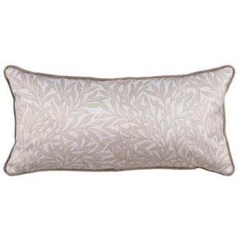 Cojín Decorativo Beige con Hojas 60 x 30 cm - Funda Lavable y Diseño Moderno