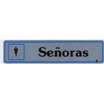 PLACA SEÑALIZACION SUPER-LETRA SL AUTOADHESIVA SEÑORAS ALUMINIO PLATA 175X040MM A8