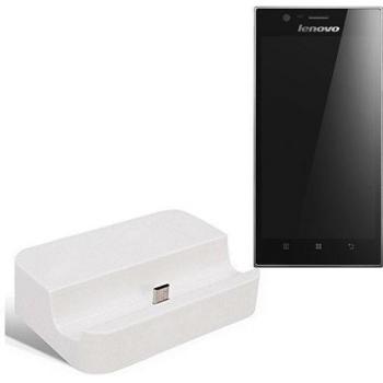 Dock USB Micro adecuado para el lenovo K900, blanco | estación de carga incluyendo el cable USB 2.0 cable de datos / cargador, la horquilla del muelle de escritorio cargador universal adecuado para el teléfono móvil para smartphones con conector micro 