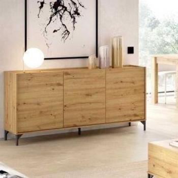 Aparador De 3 Puertas Ness Nordic con Elegante Diseño y Patas Grafito