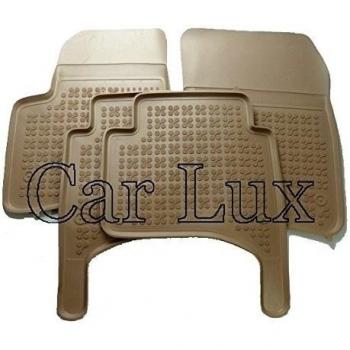 Car Lux - Alfombras Alfombrillas de goma a medida para VW Touareg I tipo cubeta 3D beige