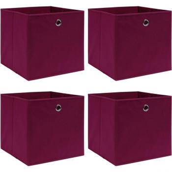 vidaXL Storage Boxes 4 pcs Dark Red 32x32x32 cm Fabric