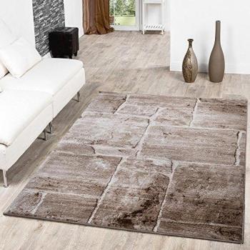 T&T Design Alfombra De Salón Moderna Suelo Piedra Aspecto Mármol En Marrón Al Mejor Precio, Größe:60x100 cm