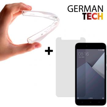 Funda Gel Flexible para Xiaomi Redmi Note 5A - Redmi Note 5A Prime, Carcasa TPU transparente + Protector de pantalla Cristal vidrio templado Premium {Magic Pack German Tech®}.